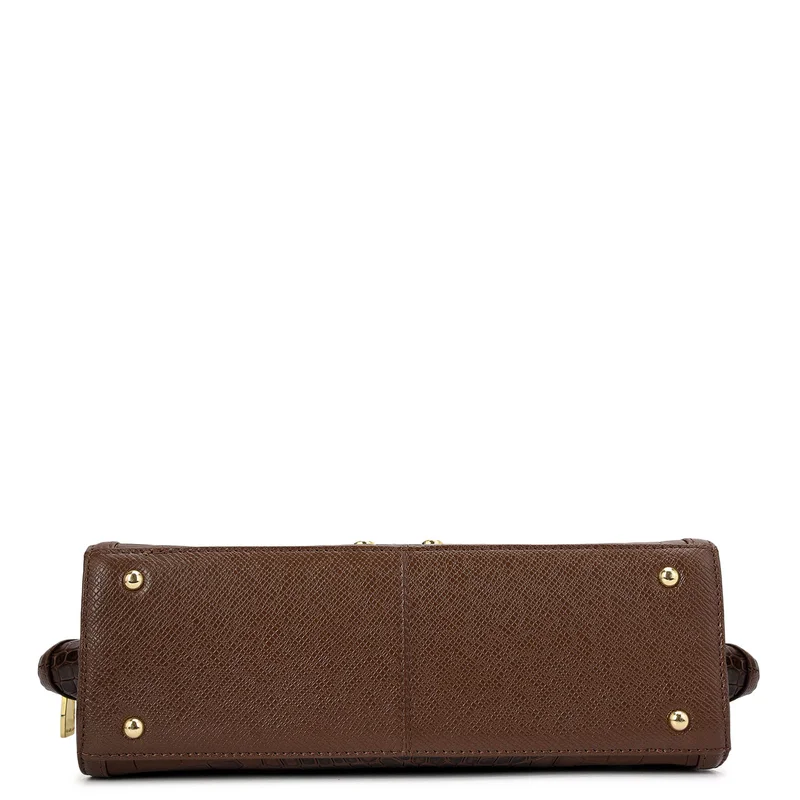 Da Milano Walnut Small Croco Leather Shoulder Bag - Walnut for Women | Best Price UAE